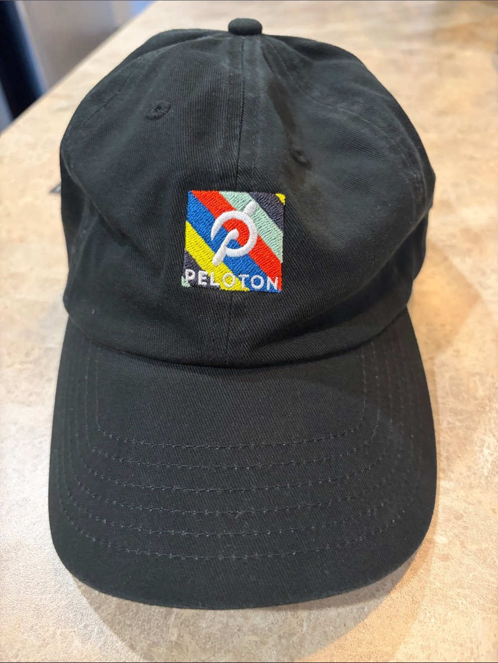 Peloton Black Baseball Cap with Multicolor Logo